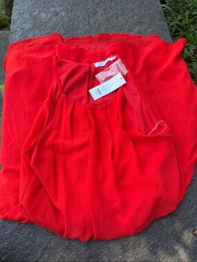 Lush Red Pleated Dress